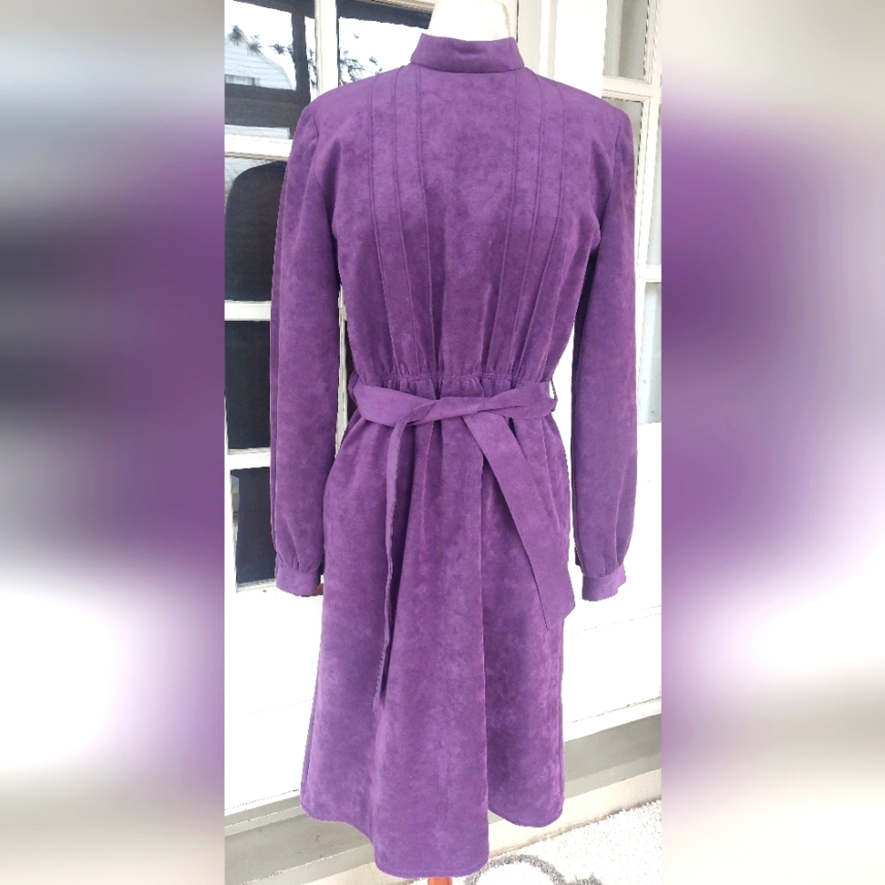 Gino Rossi for Wilson Vintage Purple Pleated Suede Long Sleeve Dress 12/ Med